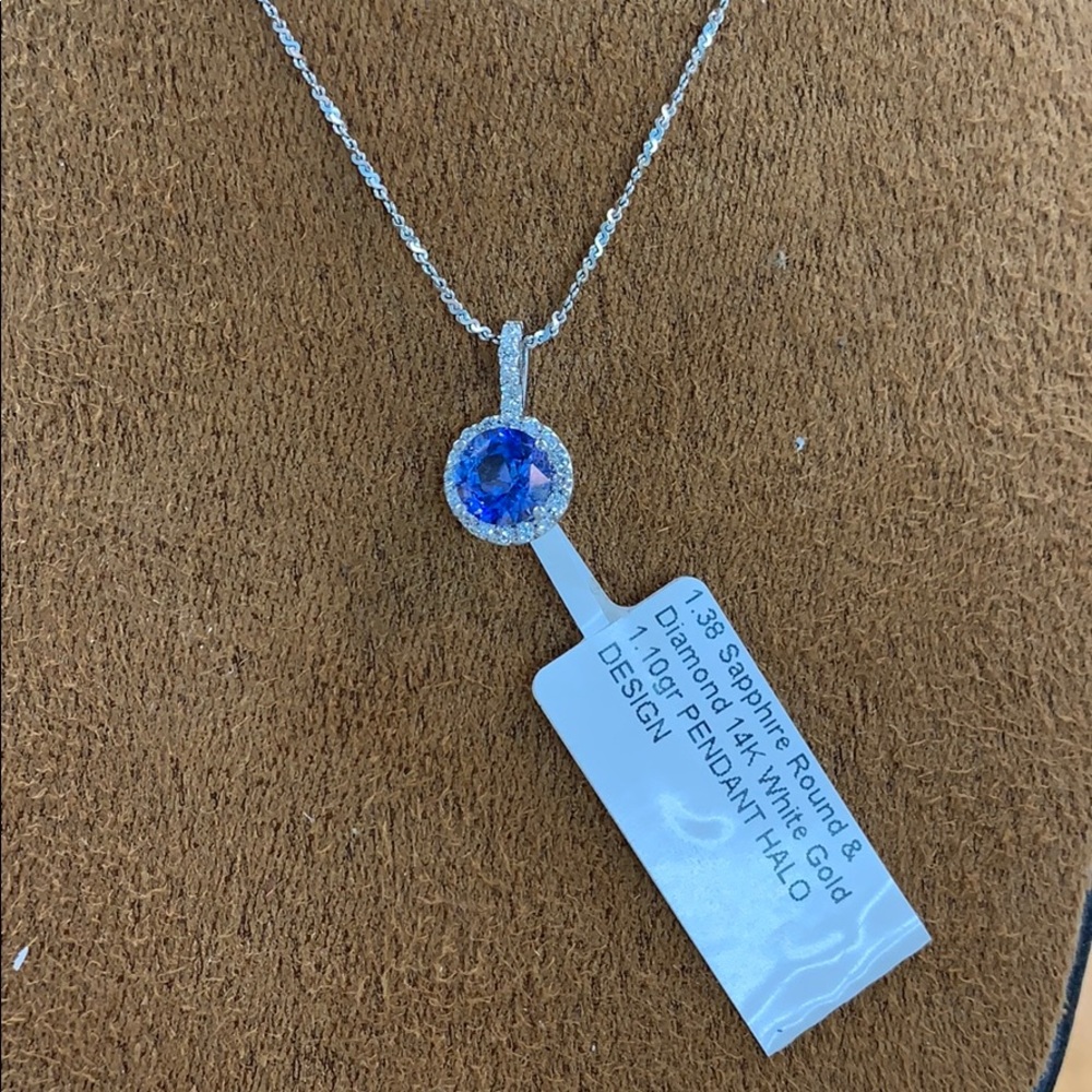 1.38 Sapphire and Diamond Pendant